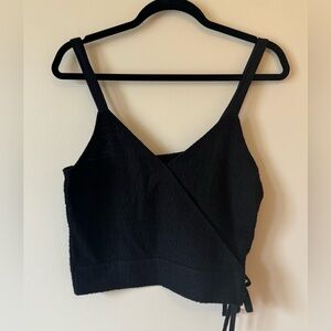 Madewell Black Crop Wrap Top in black | Size Small